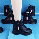 Breakj Round Head Super Fine Fiber Boots Rubber Winter Platform Bottom Snow Boots Short Tube Side Zipper Low Heel Women's