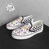 Chessboard Canvas Shoes for Women Casual Sneakers Ladies Walking Shoes Slip on Loafers Sport Shoes Baskets Femme