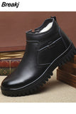 Wool Men's Boots Leather Warm Leisure Shoes British Round Toe Short Plush Ankle Boots Sheep Fur Plus Large