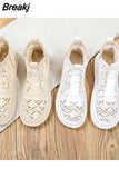 Women's Breathable Mesh Summer Shoes Lace Walking Shallow New Solid Non Slip Casual Shoes 35-40 HOT