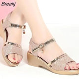 Wedges Sandals For Women Sandals 4.5cm Heels golden Platform Women's Sandals Summer Shoes Chaussures Femme Sandals Size