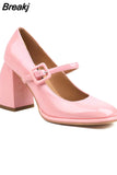 Heeled Mary Jean Pumps 2023 New Fashion Korean Style Sweet Cute Women Pumps Spring Summer Buckle Strap Element