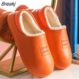 Winter Cotton Slippers Waterproof Female Home Warm Women Shoes Indoor Outdoor Boots Leather Soft Bread Home Cotton