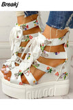 Leisure Wedges Women's Shoes Summer Shoes Women Sandals Platform Shoelaces High Heels Casual Shoes Woman Large Size