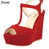 Women's Open Toe Sandals High Wedge Sexy Club Heel Shoes Wedding shoes women sandals