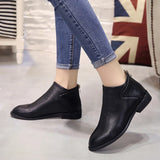 Pointed Toe Ankle Boots Low Heel Solid Casual Women Shoes Comfort Soft Sole Leather Shoes Ladies Simplicity Flats
