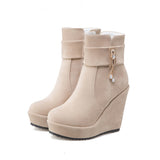 Women Boots High Heels Female Shoes Boots-Women Luxury Designer Crystal Stiletto Rubber Ladies 2023 Fashion Wedge