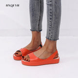 Women's Sandals Woman Peep Toe Sandals Female Elegant Flat Shoes 2023 Ballet Flats Plus Size 42 43 Shoes Woman Orange