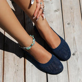 Women's Flats Shoes Spring and Autumn New Fashion Round Toe Shallow Shoes Comfortable Breathable Mesh Casual Barefoot