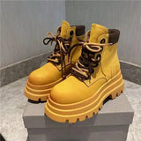 Boots Rock Shoes Woman Round Toe Lace Up Plush Winter Footwear Boots-Women Med Lolita Fur 2023 Autumn Ankle Solid Rome