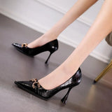 African Woman Shoe Shallow Mouth Work Dress Professional Sexy Pump Slip On Pointed Wedge 2023 Lace-Up Burgundy