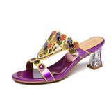Slippers Women Wear Fashionable Water Drill Sandals Summer New Open-Toed Sandals Low-Heeled