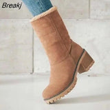 Women Fur Warm Snow Boots Ladies Warm Wool Booties Ankle Boot Comfortable Shoes Plus Size 35-43 Casual Women Mid