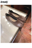 Fashion Split Toe Flats Shoes Women Slip On Casual Loafers Chunky Heel British Oxford Shoes Soft Moccasins Zapatos De