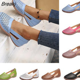 Women's Flat Shoes Wedge Sandals New Hollow Breathable Summer Casual Shoes for Woman Retro Plus Size Comfortable Walking
