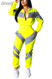Patchwork Sporty Two Piece Sets Women Tracksuits Suits Zipper Coat Sweatshirt Cargo Pants 2pcs Outfits Sets
