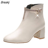 Women Boots 2023 Autumn and Winter High Heels Ankle Shoes Boots Leather Booties Feminina Woman fashion