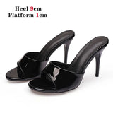 2023 New Women Nude Color Slippers Mule High Heels Slippers Sandals Sexy Daily 9cm Beige Pointed Toe Slides Party
