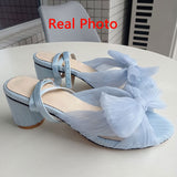 VIP 2023 Summer Woman Sandals Round Heels Super High Heel With Butterfly-knot Sweet Lady Office Shoes Plus Size