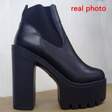Design Gothic Boots Square Heel Platform Chunky Women Ankle Boots 2023 New Autumn Sexy Elegant Woman Shoes