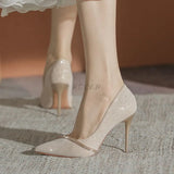 2023 New Summer Women's Stiletto High Heels Thin Heels Artificial Leather Pointed