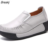 Suede Women Platform Shoes New Leather Sneakers Fashion Comfort Wedge Casual Loafers Slip on Women's Mother Shoes Big