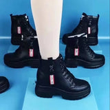 Breakj Round Head Super Fine Fiber Boots Rubber Winter Platform Bottom Snow Boots Short Tube Side Zipper Low Heel Women's