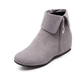 Ankle Boots Winter Shoes For Women Flat Heel Zipper Boots-Women Round Toe Low 2024 Rubber Over-the-Knee Ladies Autumn PU