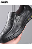 Shoes Genuine Leather Casual Shoes For Men Flat Platform Walking Shoes Outdoor Footwear Loafers Breathable