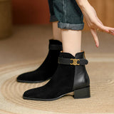 Vintage Thick Brown Boots 2024 Winter New Style Martin Boots Square Head Rear Zipper And Ankle