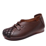 Breakj Layer Of Cowhite Retro National Style Single Shoes Women 2025 Spring New Flat Soft Sole Comfortable One-Footed Mother
