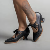43 Retro Pointed Toe Shoes for Women Mary Janes Women's High Heels New Office Lace -up Pump Ladies Thick Heels Female