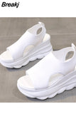 Straps Espadrilles Platform Clogs Wedge Female Shoe 2023 Women's Open Toe Increasing Height High Heels Muffins shoe