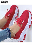 New Womens Sneakers Thick Sole Casual Breathable Sports Design Vulcanized Shoes Fashion Wedge Womens Shoes Large Size