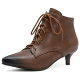 2023 New Brand Office Ladies Thin Heels Women Shoes Casual Lace-Up Ankle Boots Woman Shoes Big Size