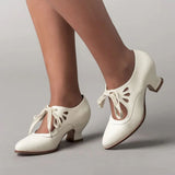 European and American Hollow Out High Heel Shoes for Women Lace Up Large Casual Shoes Women Shoes Zapatos De Mujer size