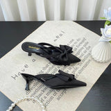 Breakj Wind Pink Cool Drag Girl 2024 Spring And Summer French Sharp Bow Knot High High And Half Bag Head