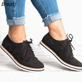 Brogue Shoes Woman Platform Oxfords British Style Creepers Cut-Outs Flats Casual Women Shoes PU Footwear Loafers