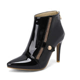 Women Ankle Boots Heels Stiletto Patent Leather Shoes Plus Size 48 49 50 Sissy Cross Men Pumps Comfy Autumn Winter