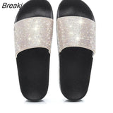Women Shoes Outdoor Beach Slippers 2022 Summer Crystal Flats Ladies Casual Flip Flops Rhinestone Glitter Platform
