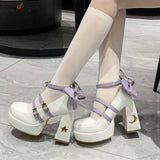 Platform High Heels Pumps Women 2023 Spring Punk Thick Heel Mary Jane Lolita Shoes Woman Patent Leather Cosplay