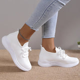 Lace Up White Sneakers for Women 2023 Autumn Breathable Knitting Sports Shoes Woman Non-Slip Soft Bottom Socks