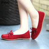 Women Shoes Spring 2023 Moccasin Loafers Luxury Flats Bow Tie Natural Soft Bottom Slip on Ladies Round Head Casual Slip-On