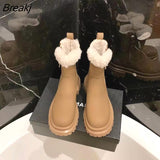 Lamb Wool Ankle Boots Flat Shoes for Women 2023 The New Thick Sole Women's High Woman Fashion Platform Snow