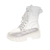 Women Rain Boots Mature Ladies Lace-up Waterproof Ladies Shoes Transparent Candy Color Soles Outdoor Girl