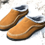 Cotton Slippers Men Winter Outdoor Men Shoes WaterProof Cold-Proof Casual Shoes Men Plush Warm Man Footwear Big Size