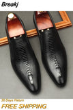 Mens Wedding Oxford Shoes Black Khaki Genuine Leather Brogue Men's Dress Shoes Slip On Business Formal Shoes For