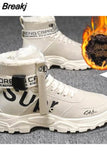 Men Boots Waterproof Warm Fur Snow Boots Men Outdoor Work Casual Shoes Military Combat Rubber Ankle Fashion Letter