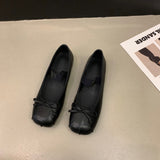 Square Toe Ballet Flats Woman Spring Summer Retro Satin Loafers Ladies Brand Design Teddy Flat Mary Jane Shoes in