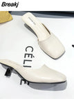 Outside Green Summer 2023 Mules Women's Slippers and Ladies Sandals with Heel Slides Leather New Fashion Unique Y Casual